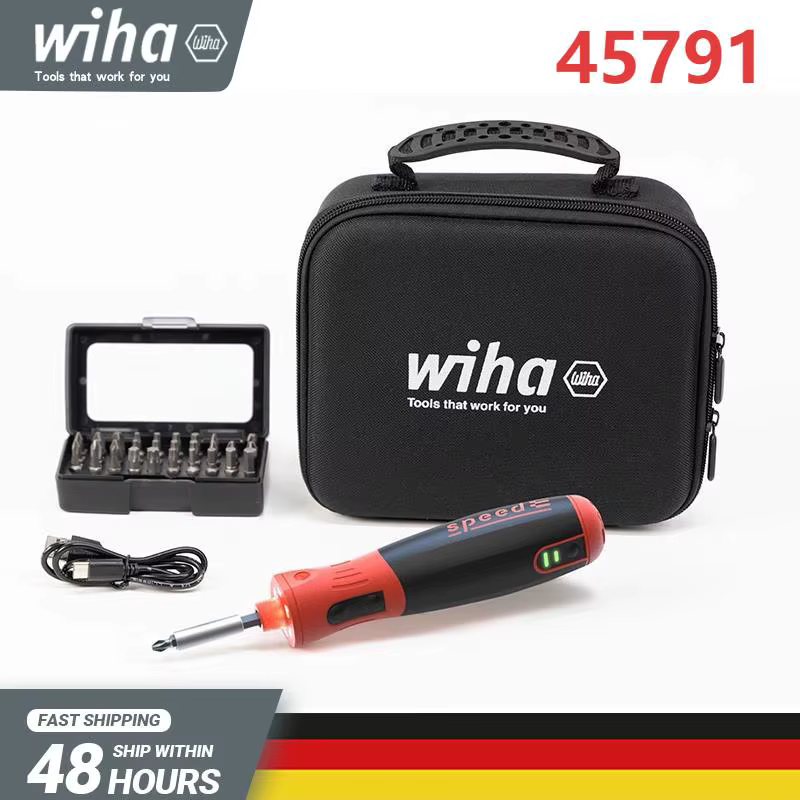 Wiha 45791 Tournevis électrique SpeedE PocketDrive 31 pièces 1,0 Nm + 5,0 Nm. Connecteur de charge d