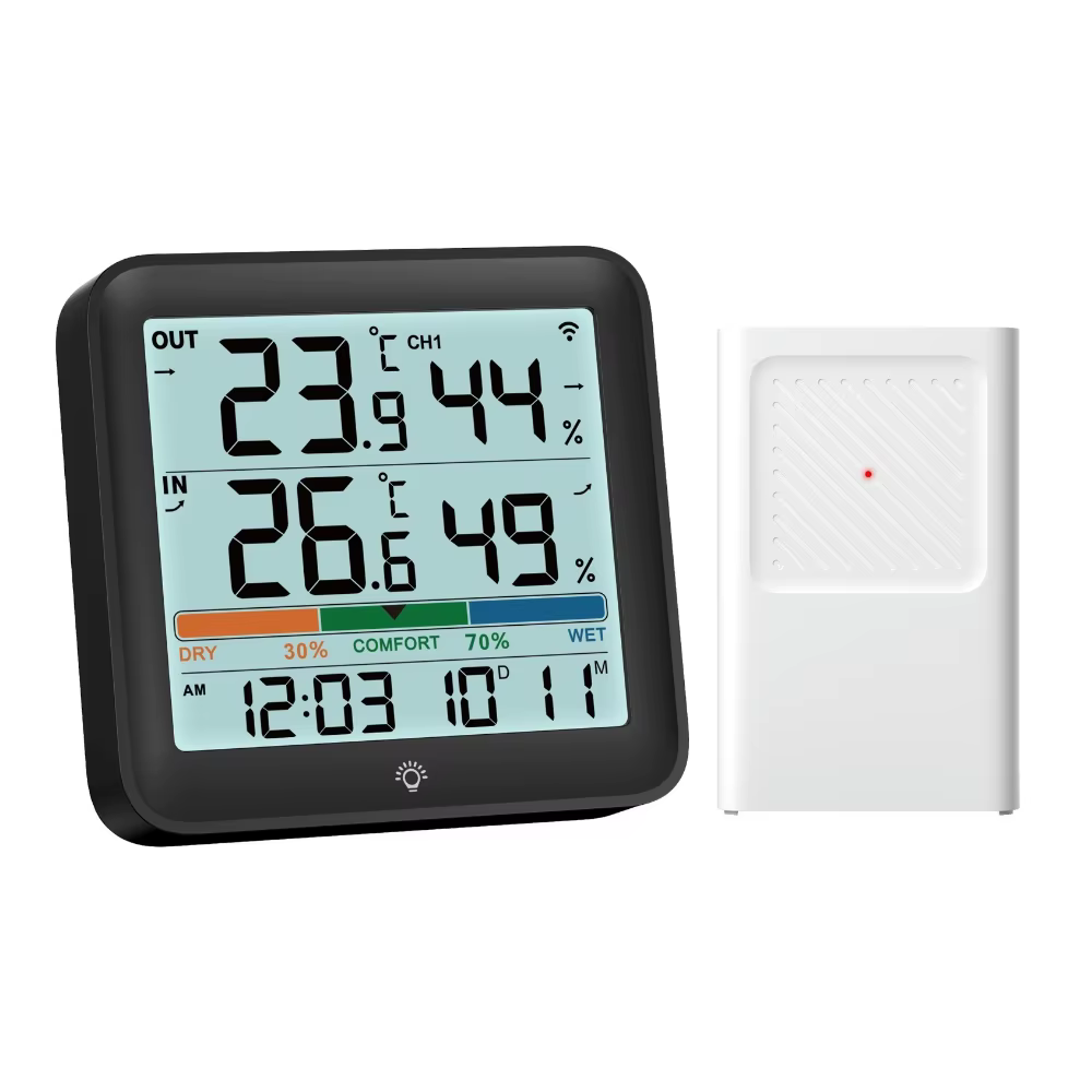 Thermomètre hygromètre numérique avec télécommande, capteur d'humidité et de température intérieure 