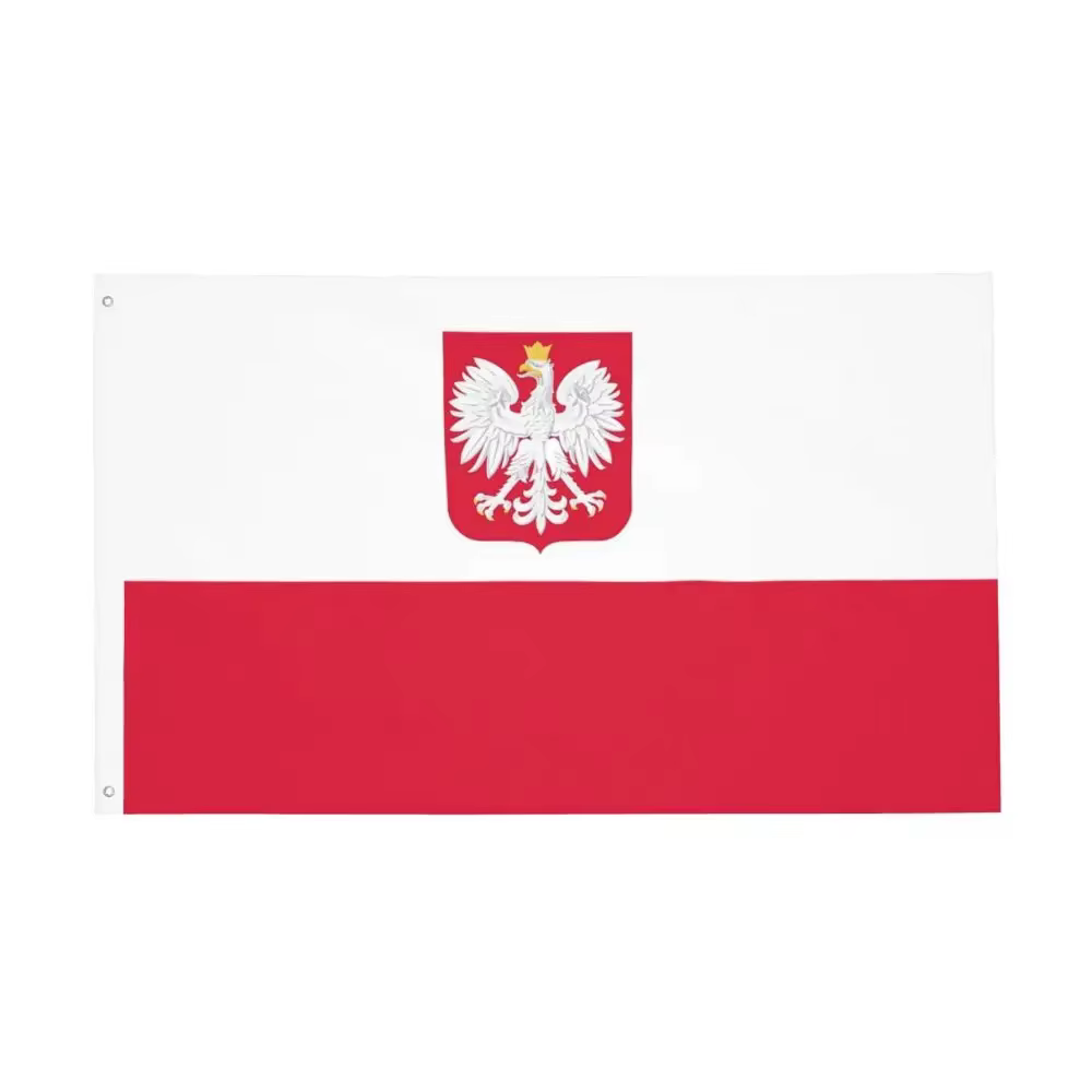 Drapeaux de la Pologne UE 90*150cm, drapeau de la République de Pologne avec l'aigle, drapeaux polon