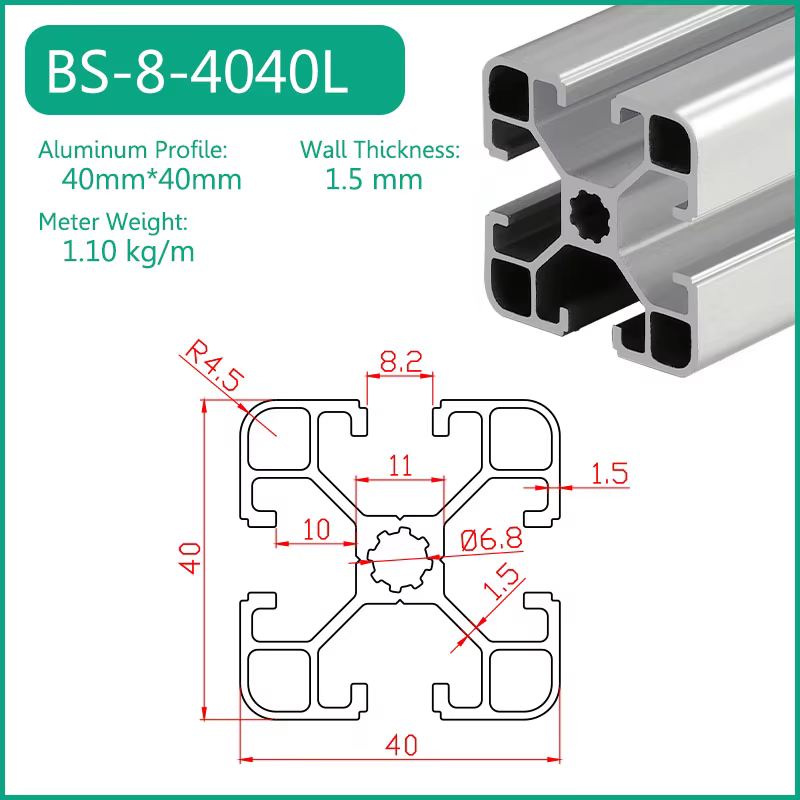 Rail linéaire profilé en aluminium 4040, cadre de bricolage, Extrusion de métaux, pièces d'imprimant