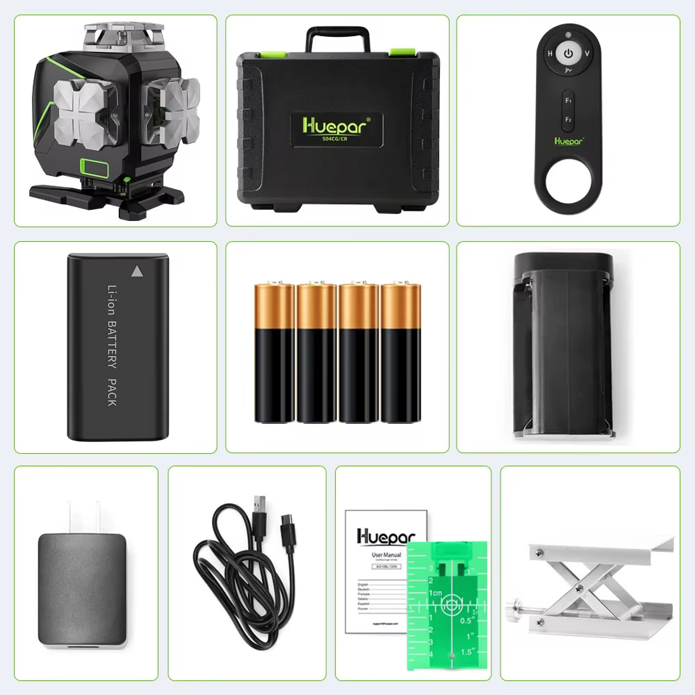 Huepar S04CG-A 16 lignes 4D Cross Line Laser Niveau Bluetooth et Télécommande Canonique Lignes de fa