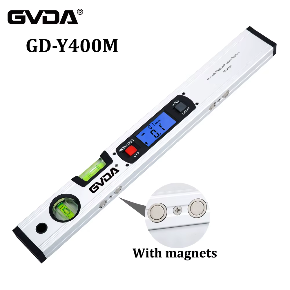 GVDA Niveau numérique magnétique en aluminium, rapporteur d'angle, inclinomètre électronique 400MM, 