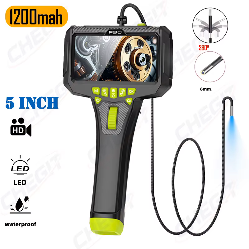 NOUVEAU 2026 Endoscope 5 pouces, Rotation bidirectionnelle à 360° °   Caméra industrielle 6 mm pour 