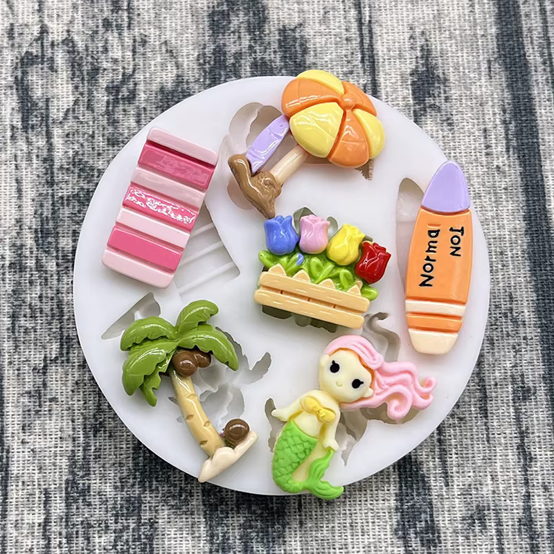 Canard planche de surf sirène cocotier Silicone gâteau moule de cuisson Sugarcraft chocolat Cupcake
