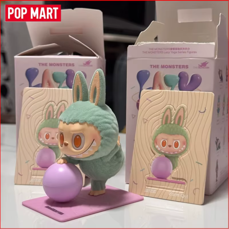 Figurines authentiques POP MART LABUBU THE MONSTERS Lazy Yoga Series Labubu Blind Box Ornement de bu