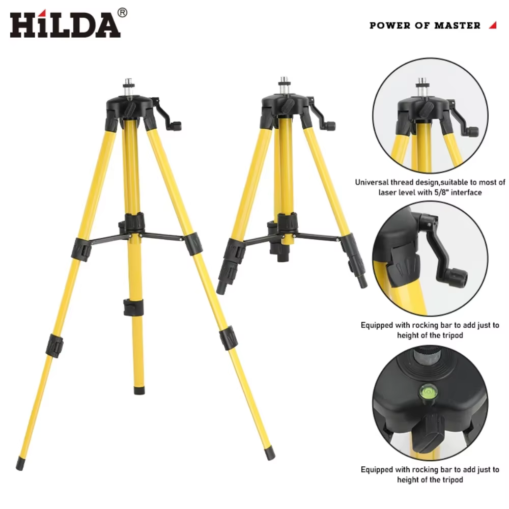 HILDA trépied de niveau Laser 1.2M/1.5M 5/8 pouces hauteur réglable trépied en feralliine épaisse Ba