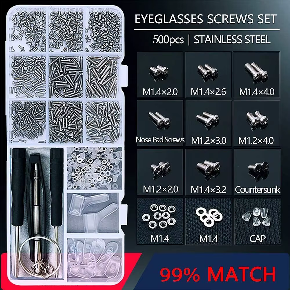 Kit d'outils de réparation pour lunettes et lunettes de soleil, avec vis et écrous