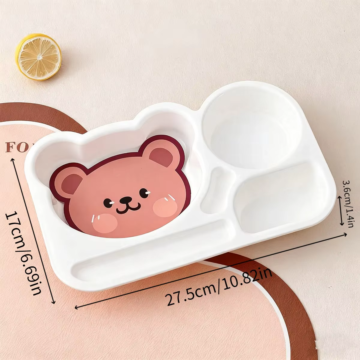 Assiette à dîner en plastique à compartiments, grande capacité, pour enfants, assiette à fruits et s
