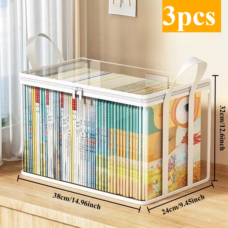 Boîtes de rangement transparentes avec couvercle rabattable - Grands bacs de rangement rectangulaire