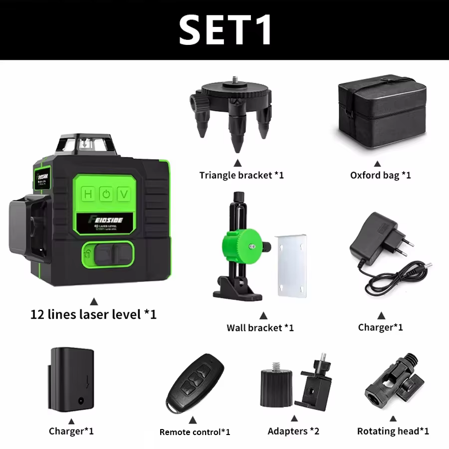 FEIDSIDE-Niveau Laser 4D/3D, 16/12 Lignes, Ligne Verte Auto-Abrasive, 360 Horizontal et Vertical, Su
