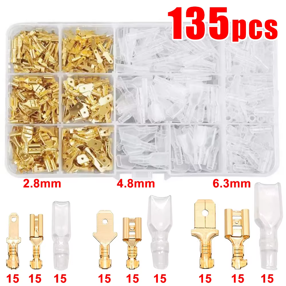 Kit de bornes à sertir pour fils 2,8/4,8/6,3 mm, connecteurs à fourche mâles et femelles en cuivre a