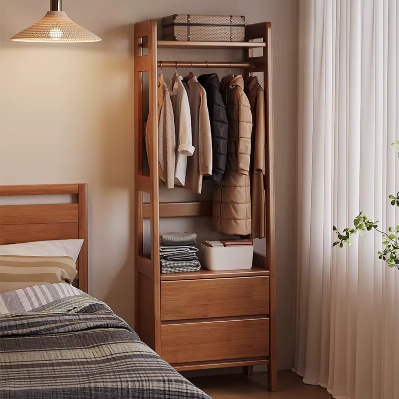 Porte-manteau et chapeau intégré de rangement en bois massif, armoire de rangement multifonctionnell