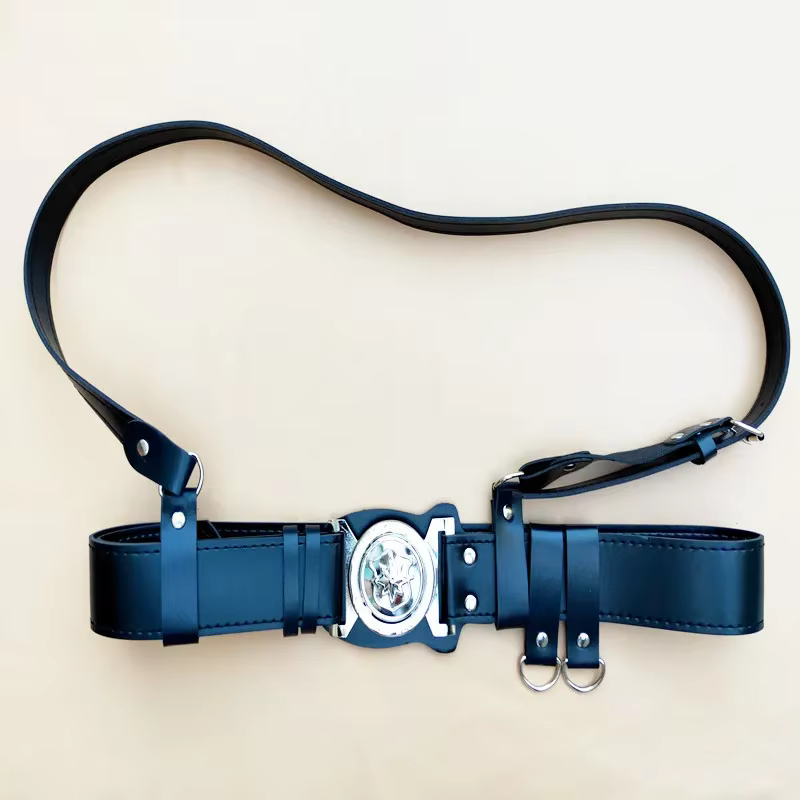 Ceinture de sécurité en cuir noir et blanc, uniforme de service croisé armé, accessoires de vêtement