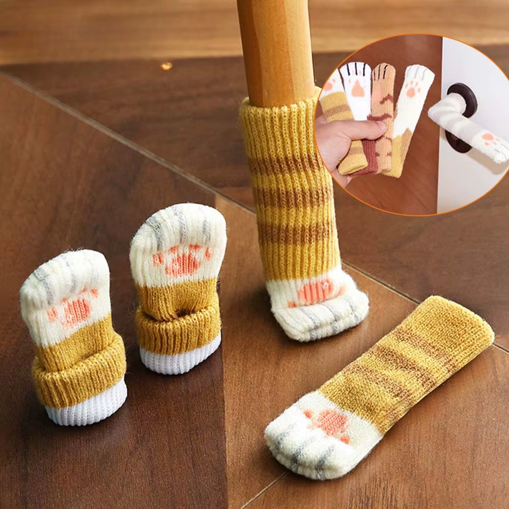 Couvre-pieds de chaise, 4 pièces/lot, Protection antidérapante, jambe de Table, griffe de chat, chau