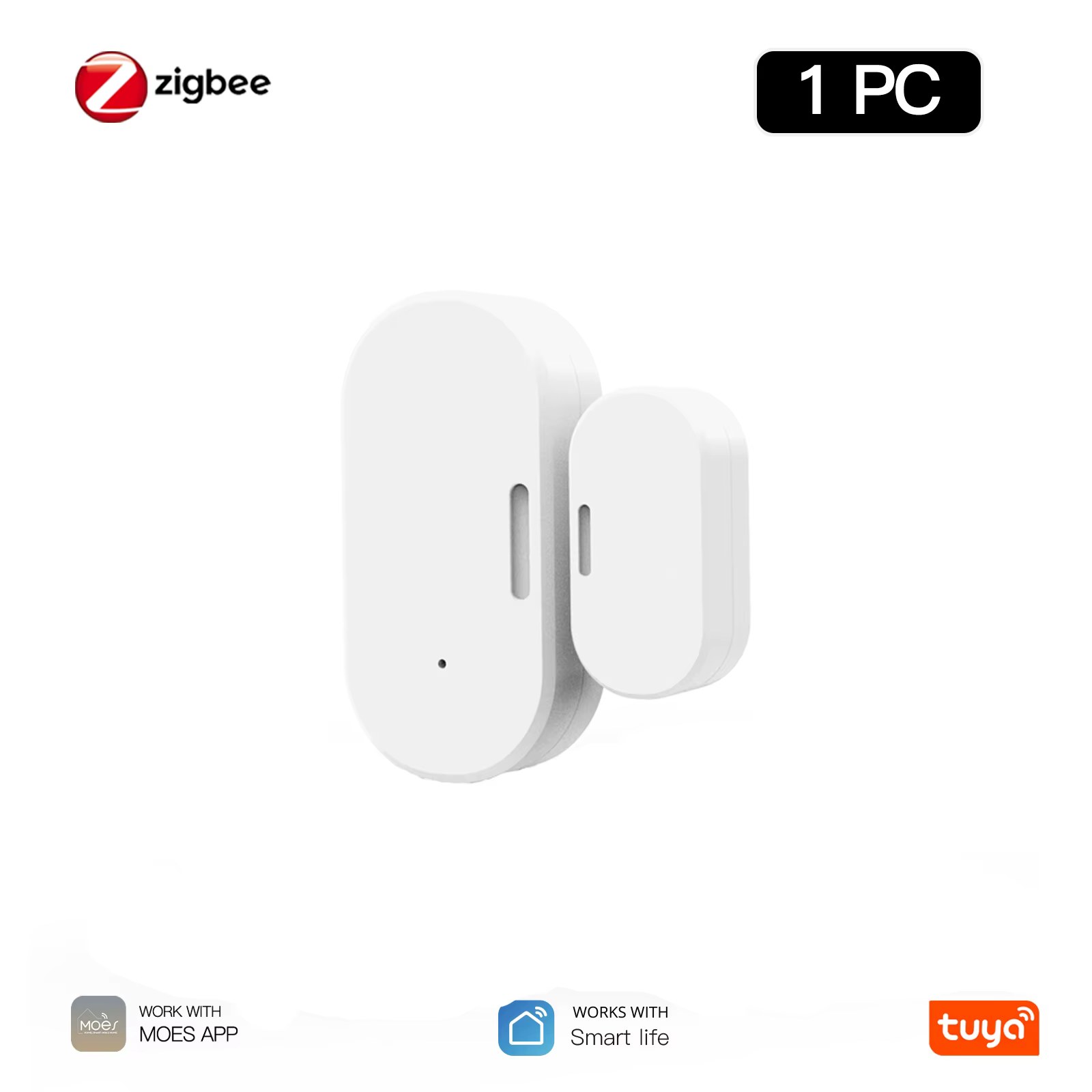 Capteur de porte/fenêtre intelligent MOES Tuya ZigBee avec détection de lumière, alarme magnétique s