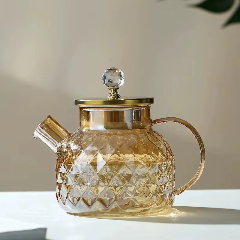 JUSTINLAU 1/1.8L théière verre à haute teneur en Borosilicate bouilloire d'eau froide avec couvercle
