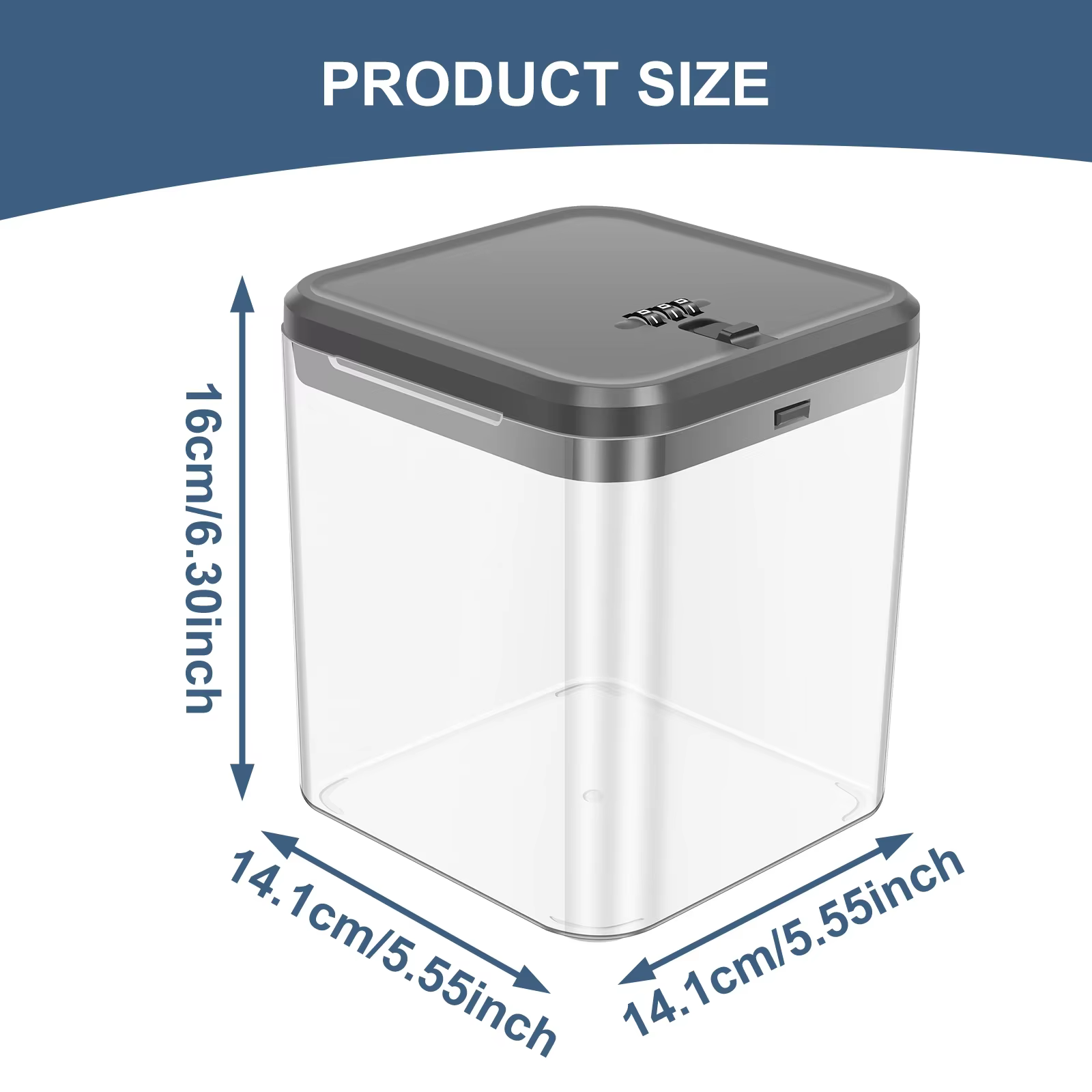 Boîte de rangement transparente avec serrure à code pour téléphone, appareil de jeu, nourriture, col