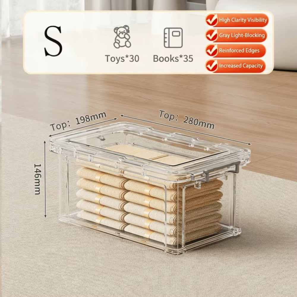 Boîtes de rangement transparentes durables, sans BPA, en plastique robuste, avec couvercles, poignée