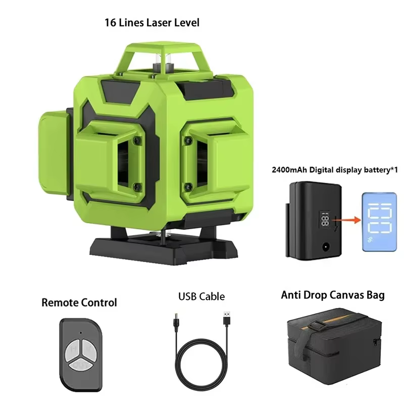 Lfine Laser Niveau 4D 16 Lignes avec Trépied de 39,37 pouces (1M) Horizontal Vertical Vert 360 °   L