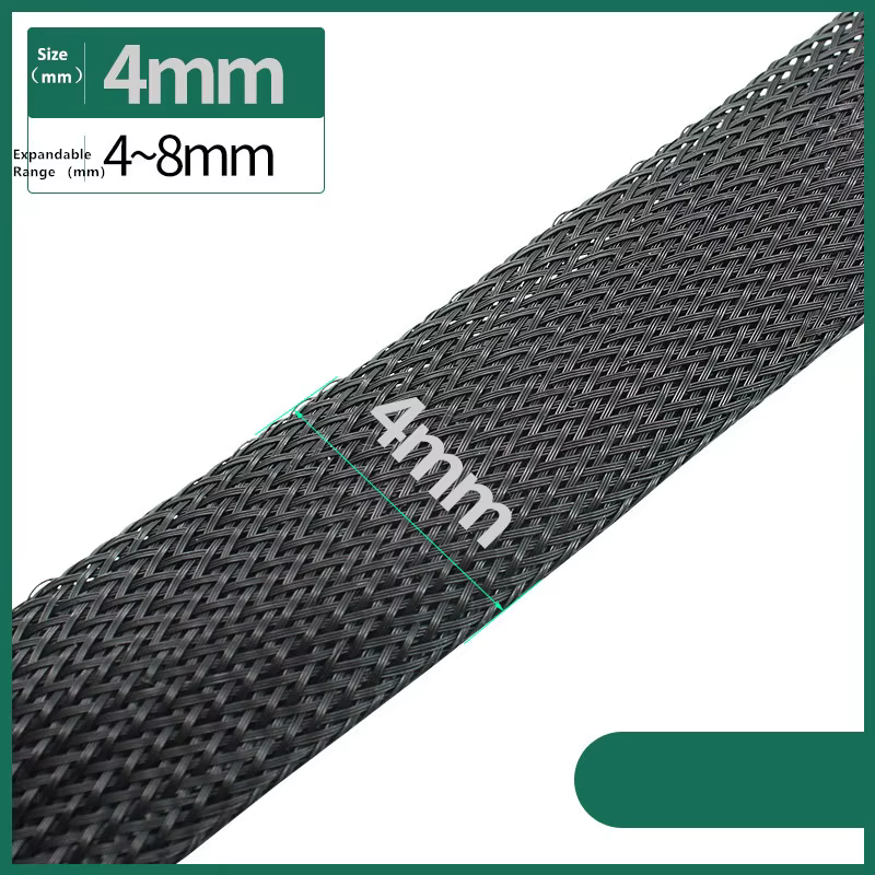 Manchon tressé isolé noir, 1/5/10/50/M, 4/6/8/10/12/14/20/25mm, manchon de Protection serré pour pre