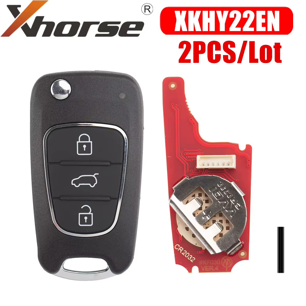 Xhorse XKHY22EN Clé télécommande filaire de deuxième génération pour Hyundai Type 3 boutons 2 pièces