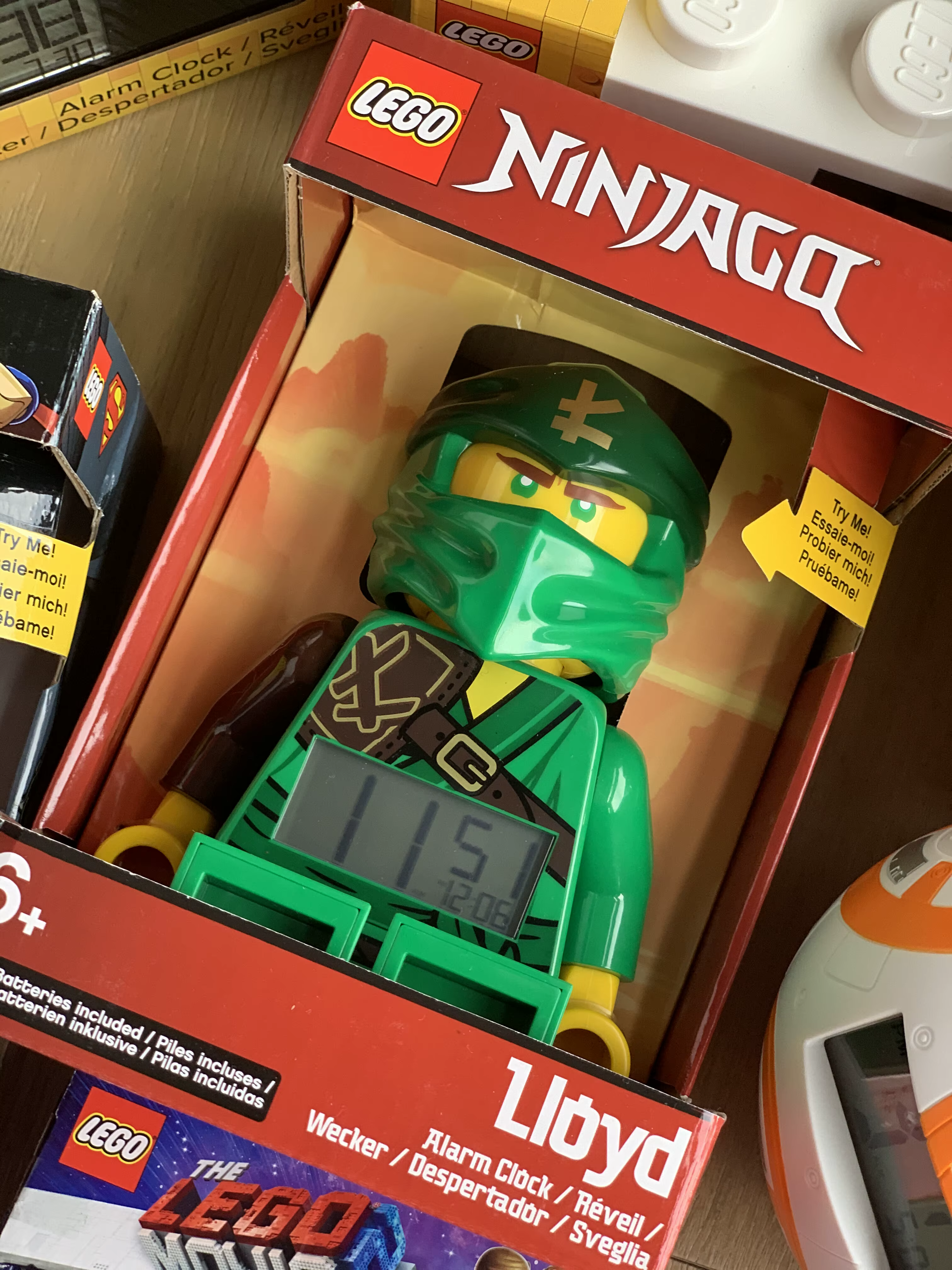 Réveil Ninjago authentique en stock, grande figurine Lloyd avec effets sonores, jouet de collection,