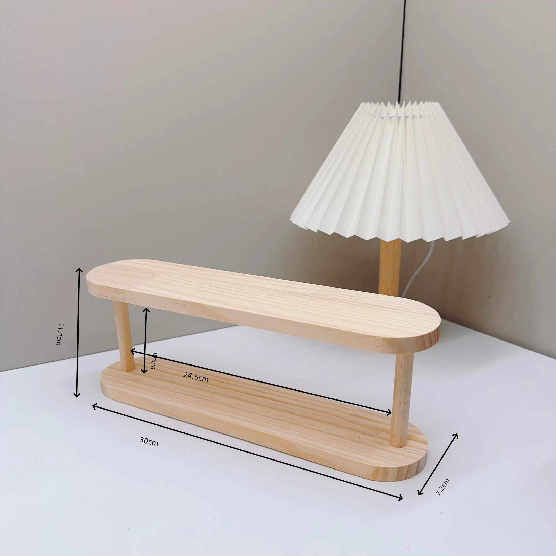 Étagère de rangement en bois à 2 niveaux, organisateur de bureau, présentoir de parfum, coiffeuse de