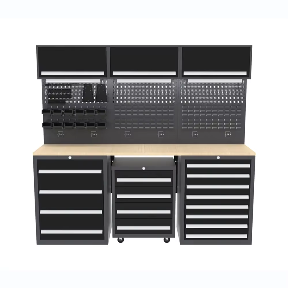 Banc de travail complet pour garage avec armoire à outils et tiroirs, personnalisable, support OEM e