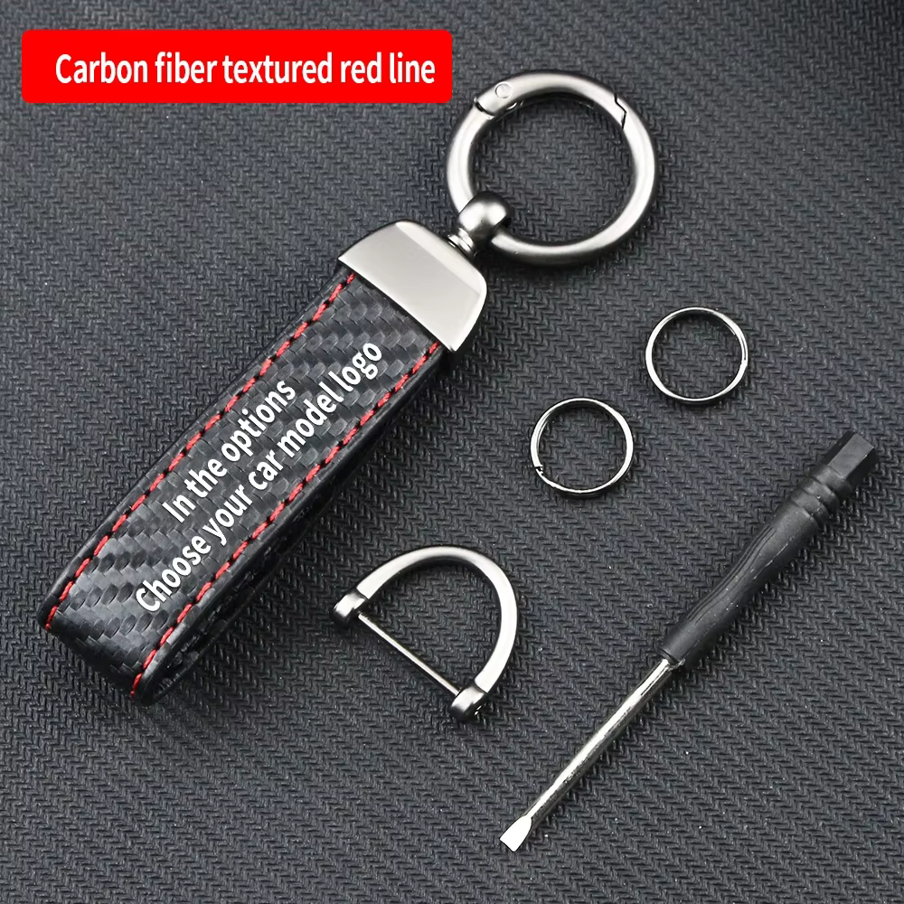 Porte-clés de voiture en Fiber de carbone, corde en cuir, anneau de voiture, bibelot en alliage de Z