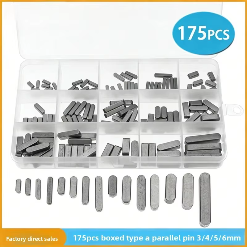 Kit de 175 goupilles carrées parallèles en boîte, 3/4/5/6 mm, avec jeu de 15 tailles de goupilles de