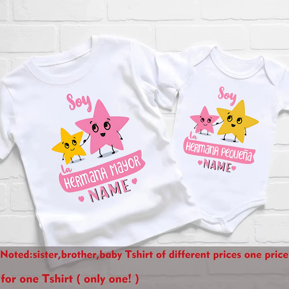 Tenue assortie pour gros frère et petite sœur, chemise personnalisée pour frères et sœurs, T-shirt p