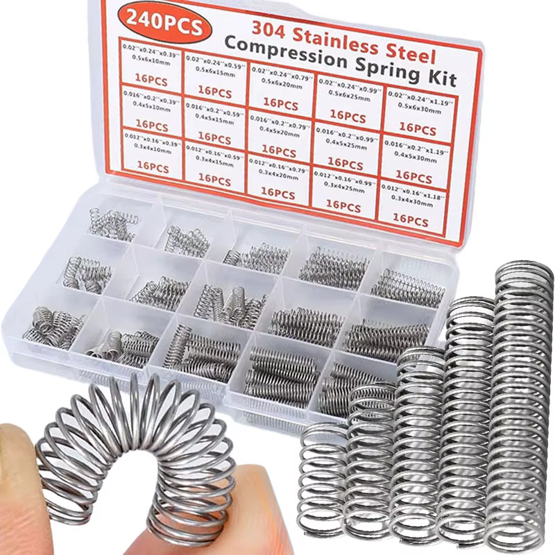 Boîte de Kit d'assortiment de ressorts de Compression en acier inoxydable 304, avec 15 tailles de pe