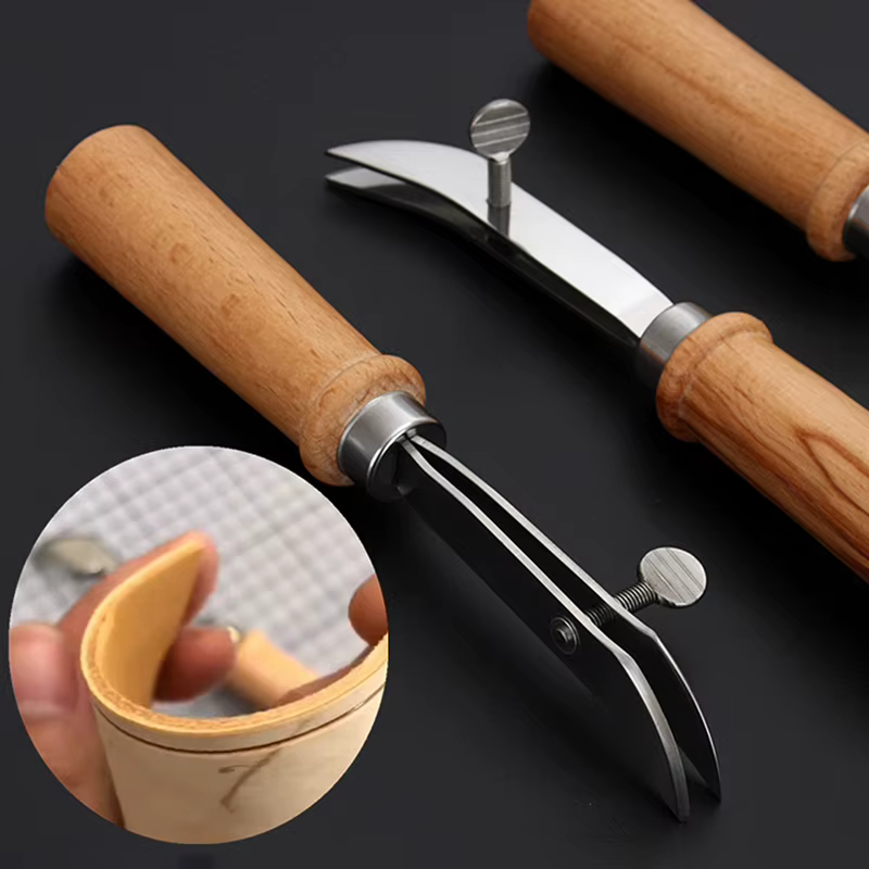 Outil de rainurage et de plissage du cuir réglable pour la couture des bords, outil de bricolage pou