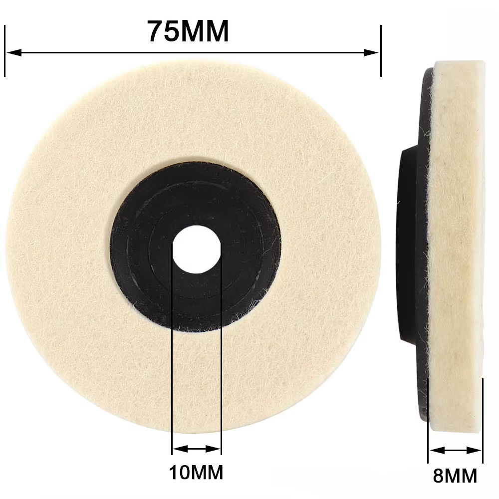 Roue de polissage en laine 75mm, tampons de polissage, meuleuse d'angle, disque de polissage en feut
