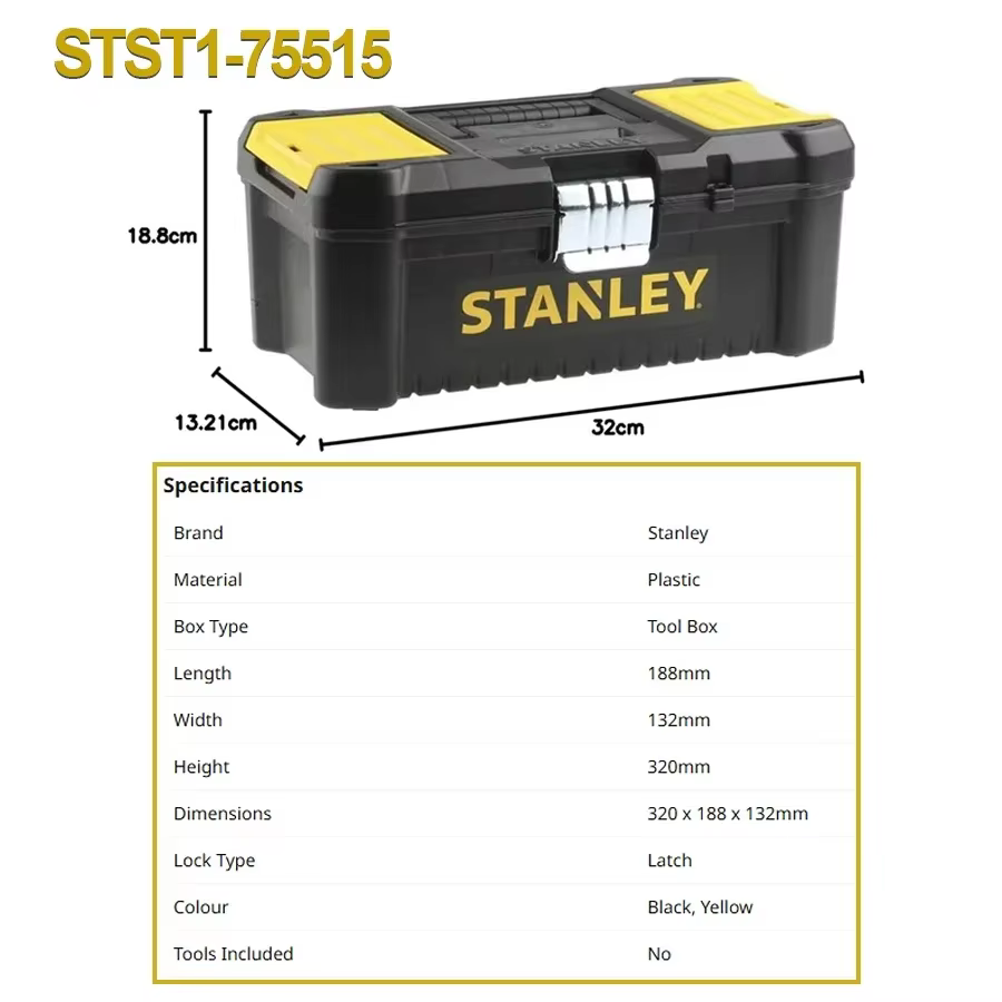 Stanley STST1-75515 Boîte à outils "Essential" avec loquets métalliques Boîte à outils essentielle e