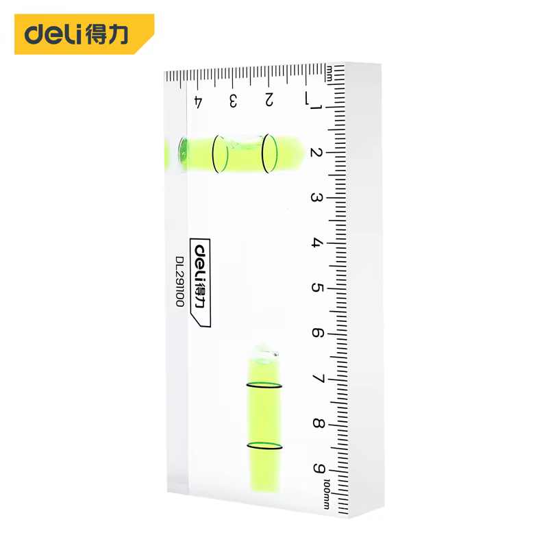 Deli-Règle de niveau transparente en acrylique, outils de mesure portables multifonctions, haute pré