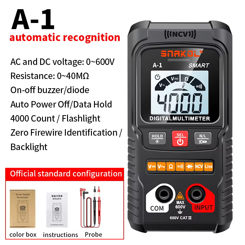 Multimètre numérique professionnel AC DC NCV multimètres intelligents multimètre Ohm compteur de ten