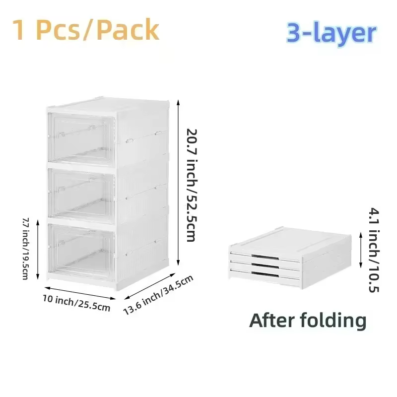 Boîte à chaussures pliable et empilable transparente à 6 couches, anti-poussière, pour le rangement 
