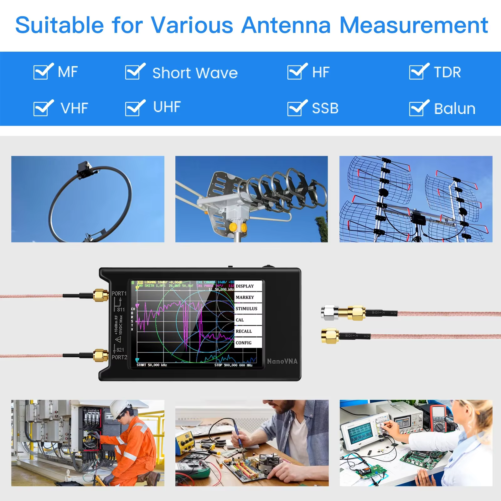 Analyseur de réseau vectoriel NanoVNA-H4, 10KHz-1.5GHz, MF HF VHF UHF, analyseur d'antenne, Tuner d'