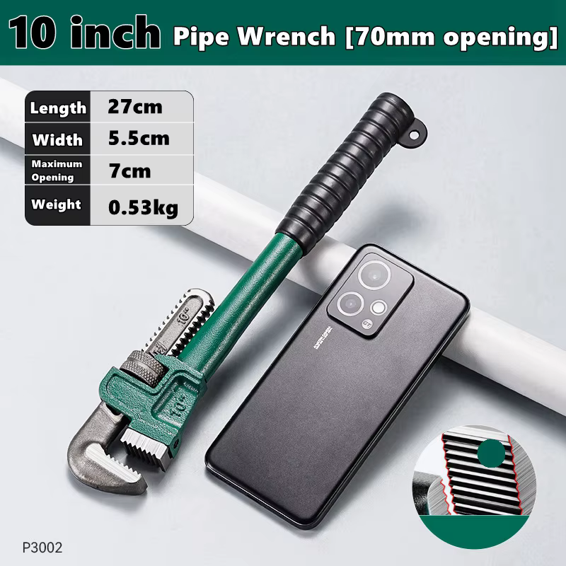 Clé à tuyau droite robuste en acier au carbone 10", 12", 14", 18 ", pince à tuyau universelle indust