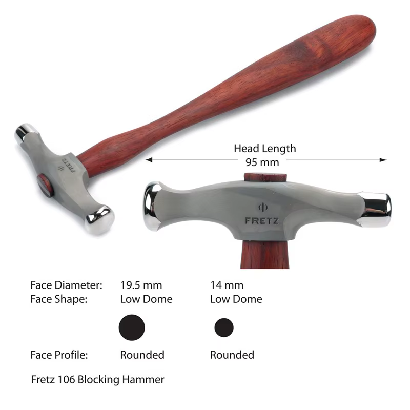 Marteau de blocage robuste Fretz HMR-106 pour façonnage initial de bols, bracelets et formes creuses