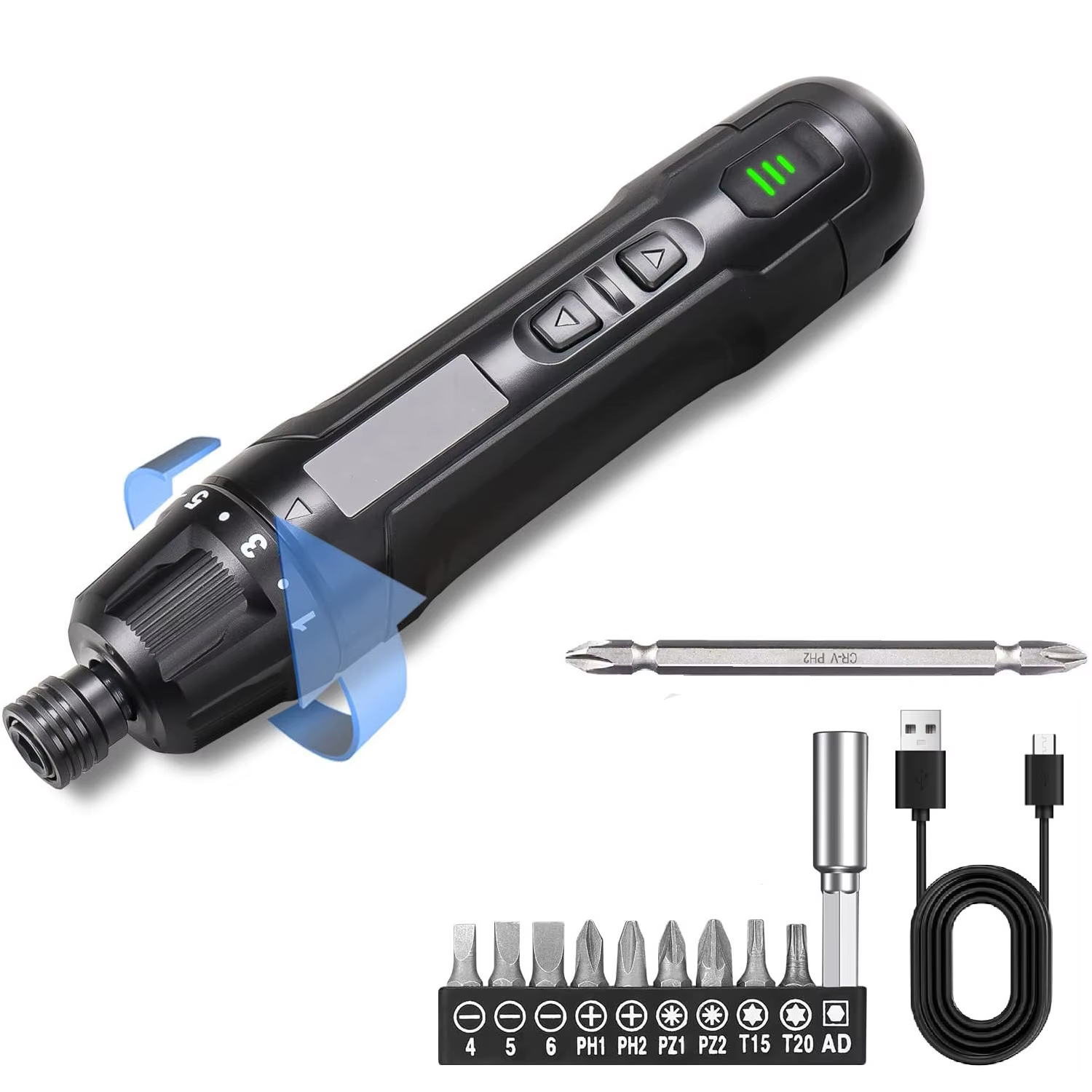 Kit de tournevis électrique sans fil rechargeable de type C 3,7 V, couple de 6 N.m avec embouts de t