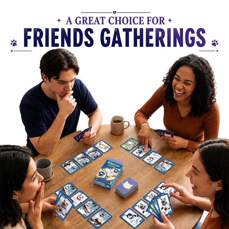 Jeu de cartes Meow Mayhem Set Collection pour 2 à 6 joueurs, cartes Match Month, Empty Hand, jeu de stratégie léger pour la famille et les fêtes, à partir de 14 ans
