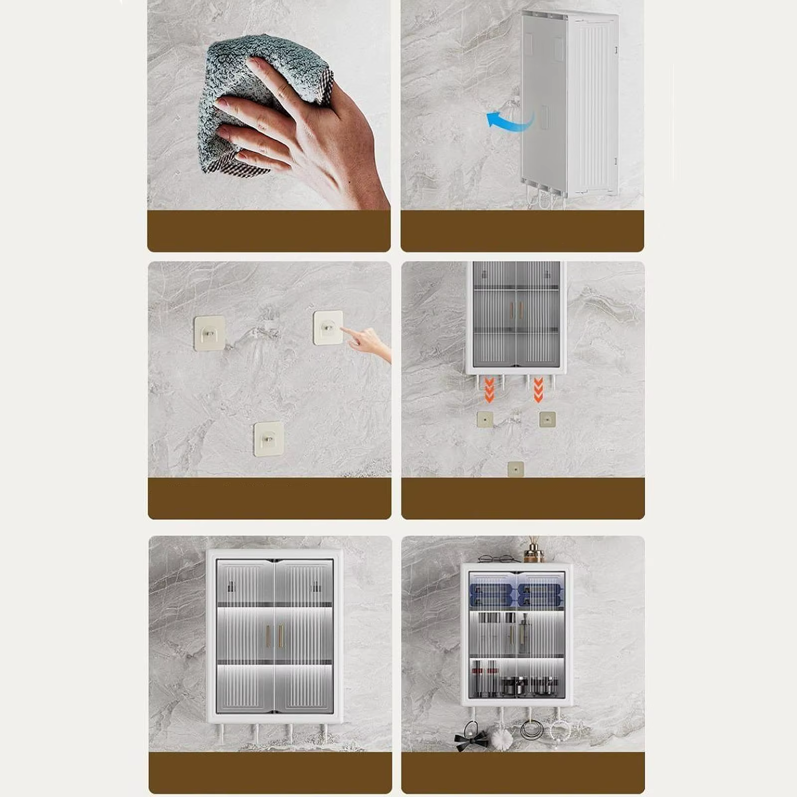 Armoire de rangement murale pour salle de bain, anti-poussière, étanche, sans perçage, support pour articles de toilette, boîte de rangement pour cosmétiques, pour chambre à coucher
