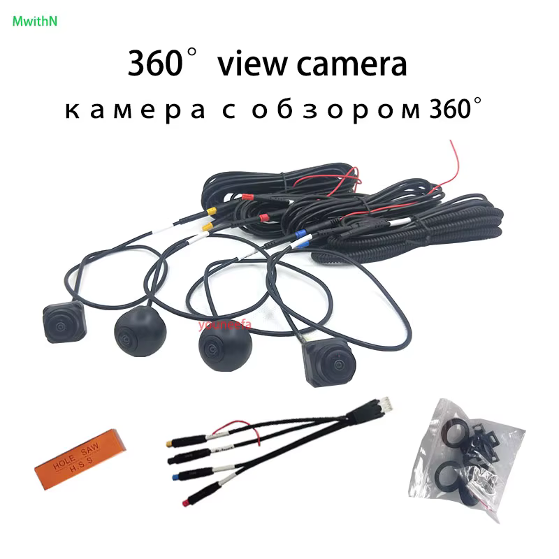 Pour Android avec application 360 intégrée, système d'image panoramique 3D à 360°, caméra de voiture 360°, accessoires de voiture
