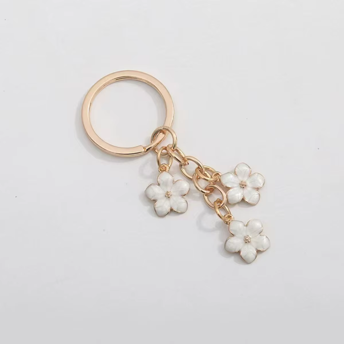 Porte-clés mignon à fleurs pour femmes et filles, accessoire de sac à main, clés de voiture, bijoux doux, cadeaux