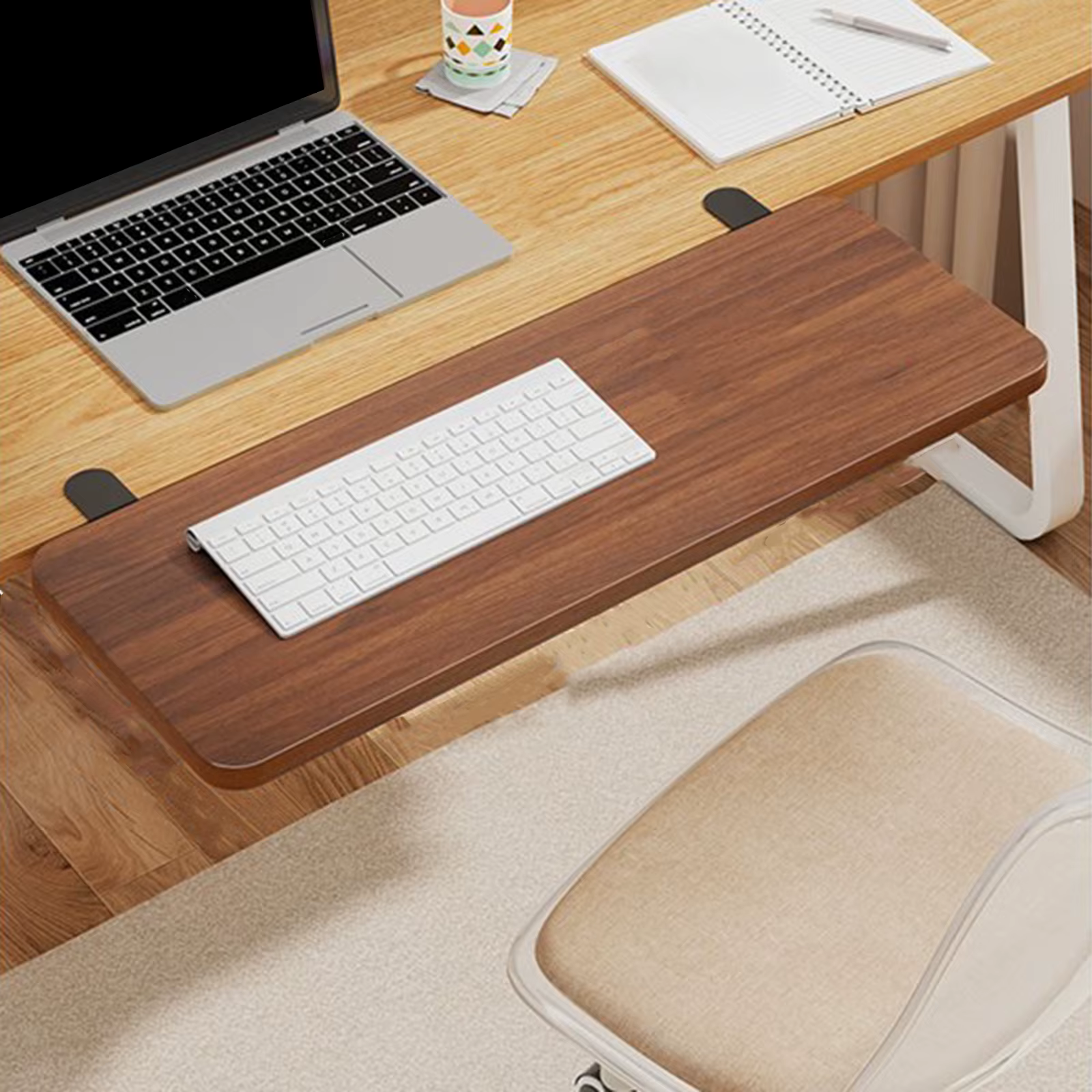 Planche d'étagère d'extension de bureau, fixation d'extension multifonctionnelle pliable pour le bureau et la maison, 50x20cm, Support robuste, panneau d'élargissement