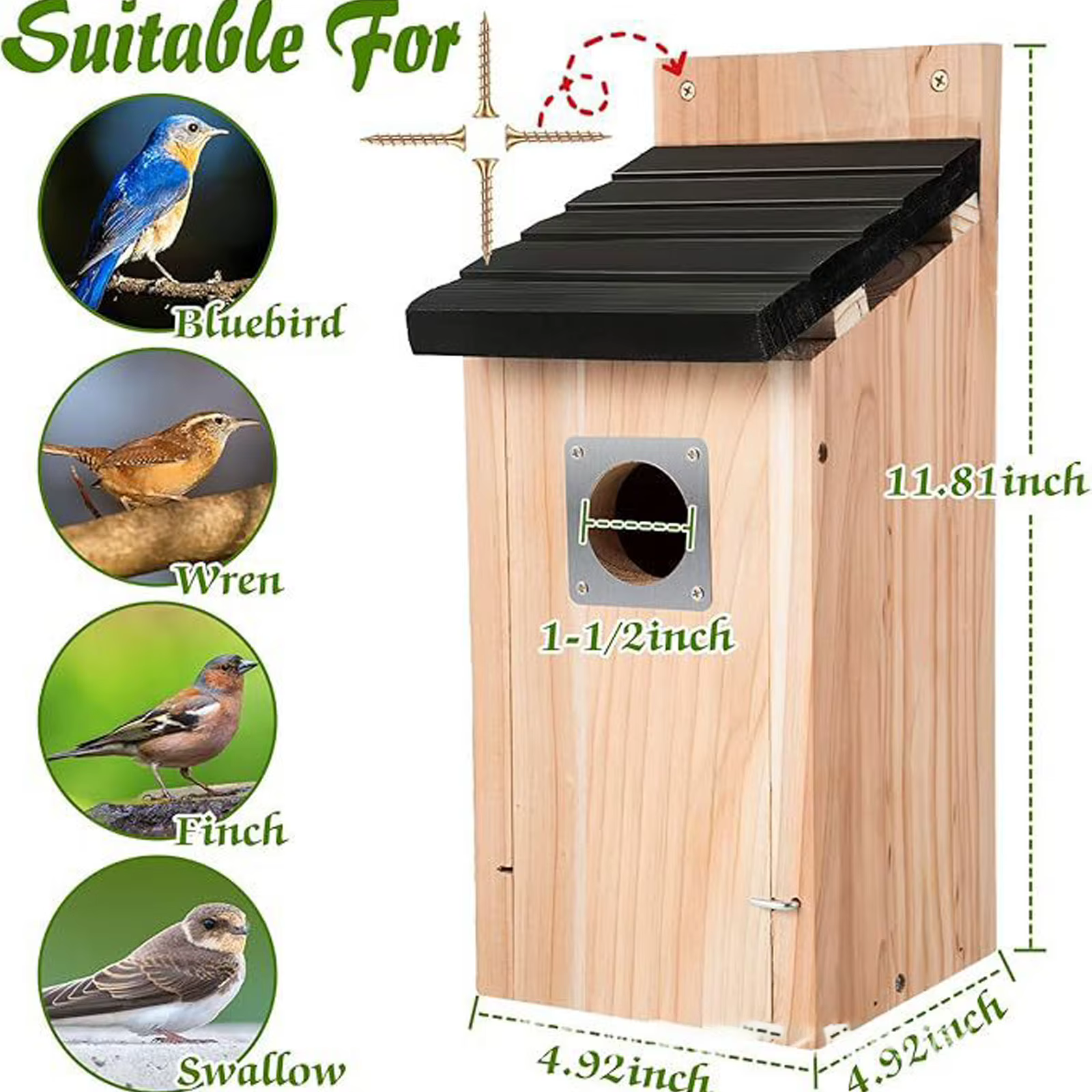 Nichoir en bois suspendu pour oiseaux