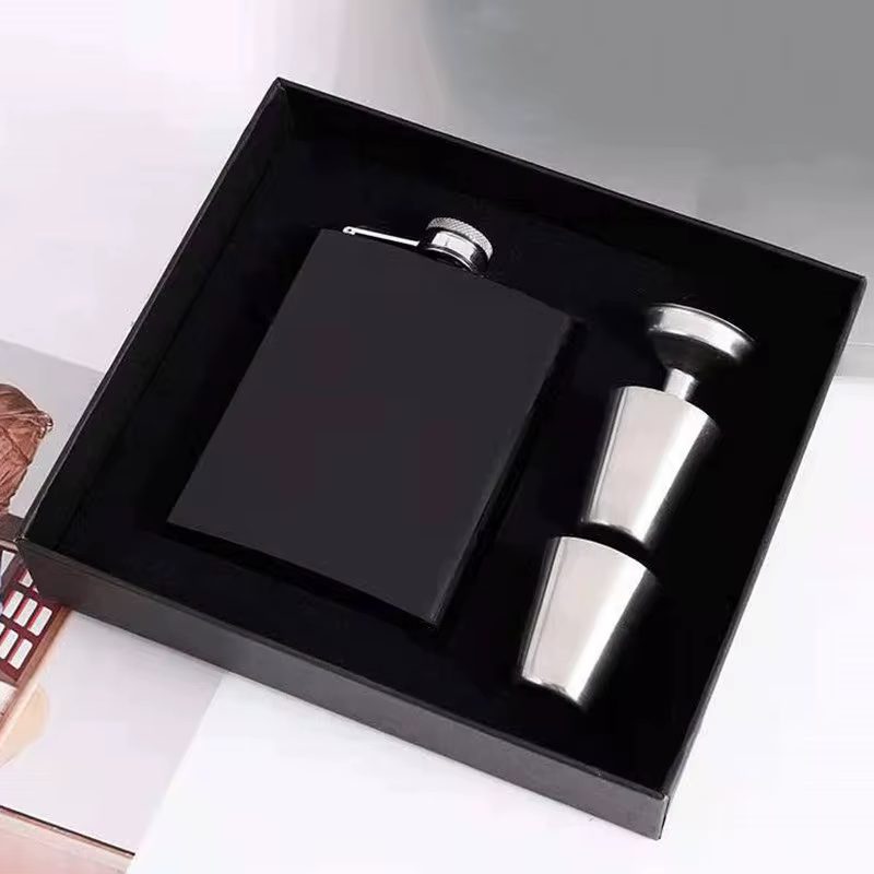 Ensemble de flacons de hanche portables de 8oz/220ml, avec tasse pour whisky, Vodka, Pot à vin, alcool, boîte cadeau d'extérieur, outils de bouteille de boisson