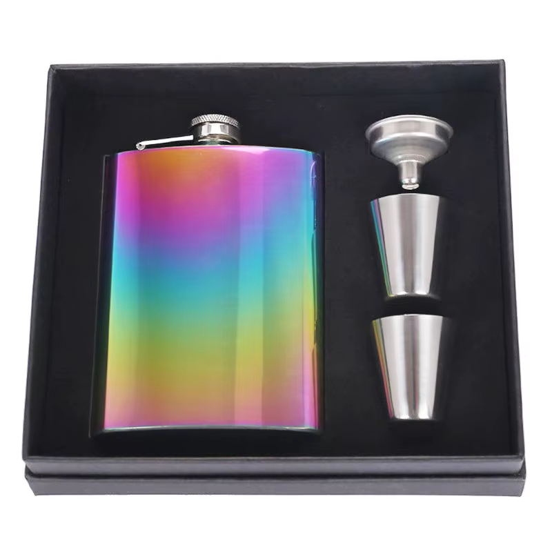 Ensemble de flacons de hanche portables de 8oz/220ml, avec tasse pour whisky, Vodka, Pot à vin, alcool, boîte cadeau d'extérieur, outils de bouteille de boisson